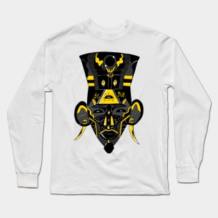 Black and Yellow African Mask 6 Long Sleeve T-Shirt